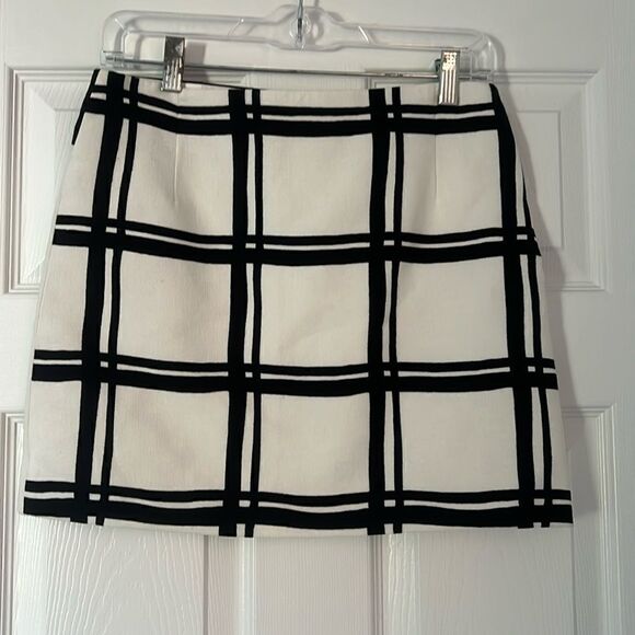 Tibi Black and White Mini Skirt - 100% Cotton - NEW Lined Skirt - Size 4 - Picture 1 of 6